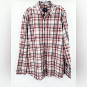 Johnnie-O Men's Top Shirt Auburn Flannel Button Up Shirt Size XL Red/Gray